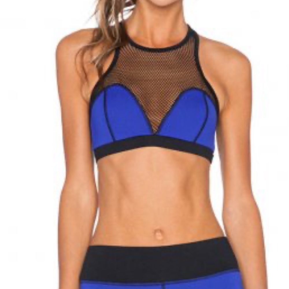 MICHI like new sexy black/ blue mesh sports bra